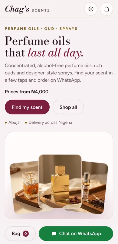 Chag's Scentz on a phone