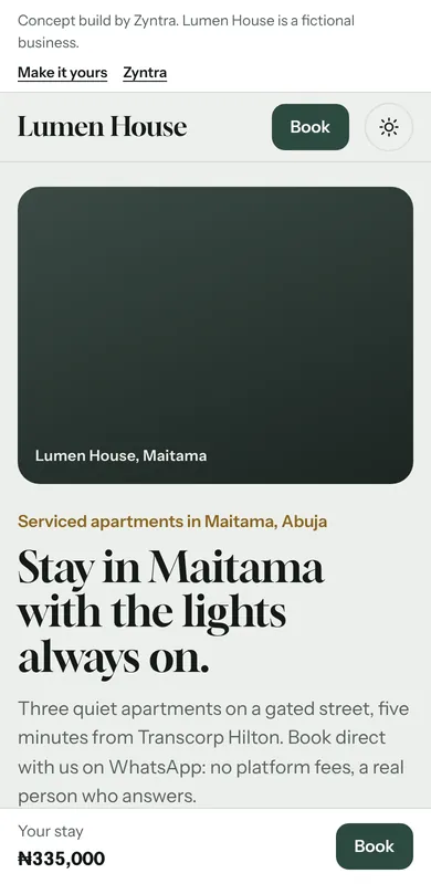 Lumen House on a phone