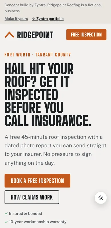 Ridgepoint Roofing on a phone